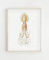 raw wood framed vintage squid print wall art